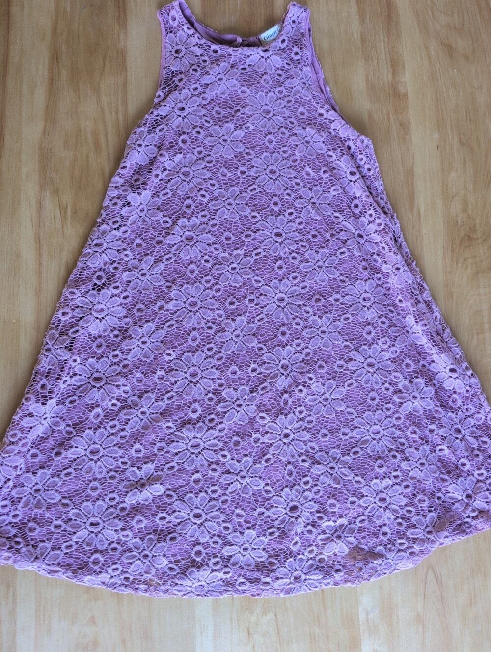 Ginger G Tank Dress Girls S Pink Round Neck Sleeveless Floral Lace